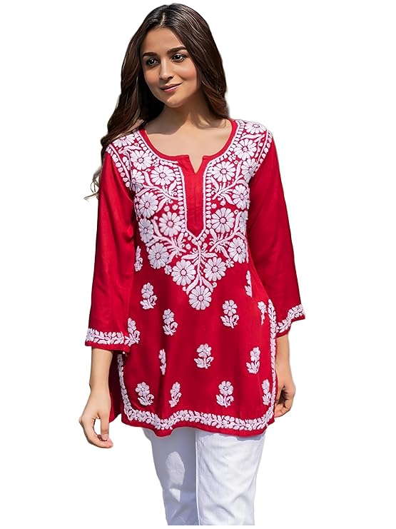 Sidhidata Women Rayon Regular Stylish Kurti with 3/4 Sleeves & Beautiful Neck Embroidery Ideal for Casual Office Wear & Everyday Comfort (Kurti Angell) - Image 2
