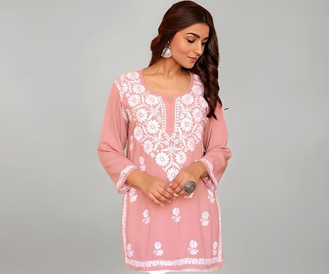 Sidhidata Women Rayon Regular Stylish Kurti with 3/4 Sleeves & Beautiful Neck Embroidery Ideal for Casual Office Wear & Everyday Comfort (Kurti Angell) - Image 3