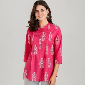 Myx Women Cotton Printed A-line Short Kurti (Available in Plus Sizes)