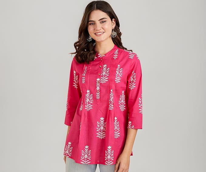 Myx Women Cotton Printed A-line Short Kurti (Available in Plus Sizes)
